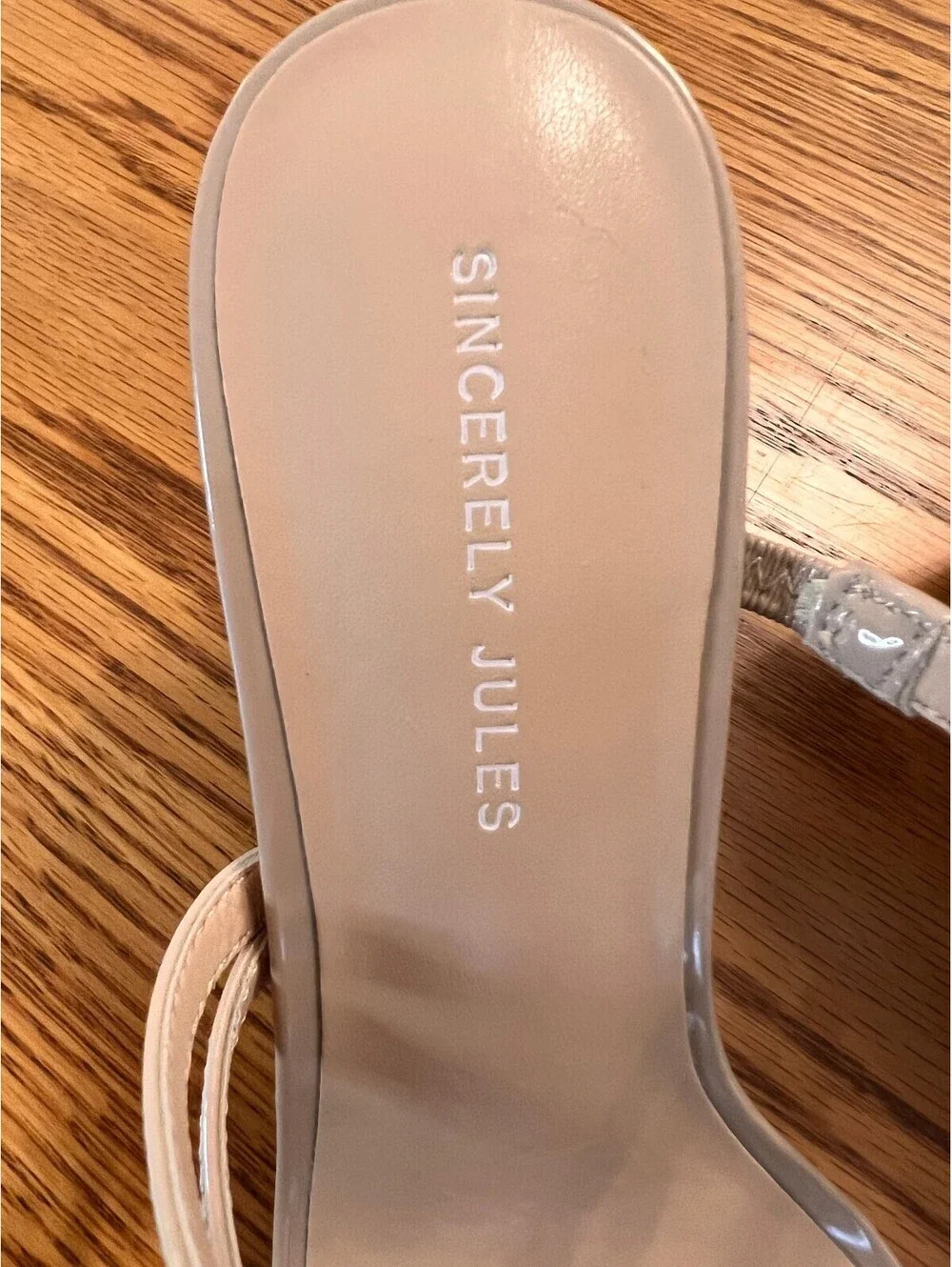 Sincerely Jules Beige Patent Leather Wedge Sandals